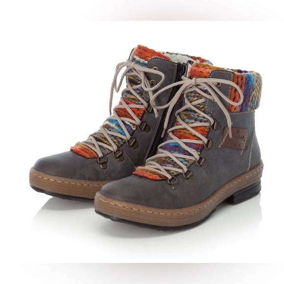 RIEKER Felicitas leather fleece lined booties boots - Picture 1 of 9